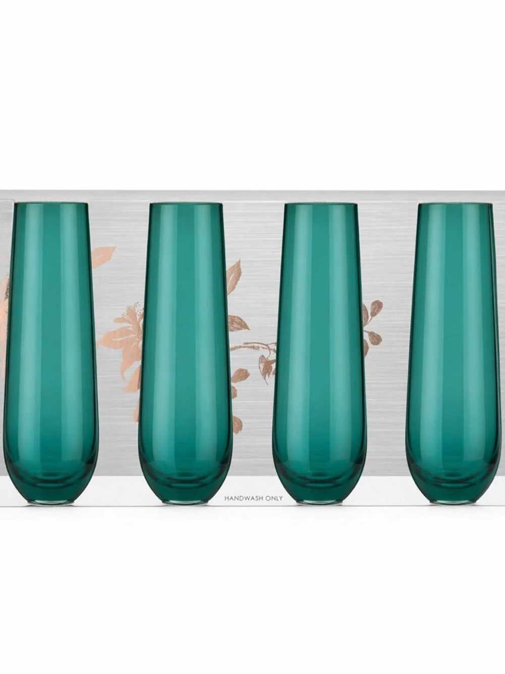 Rachel Roy 4 Piece Teal Champagne Flute Set New in Box 10.2 oz